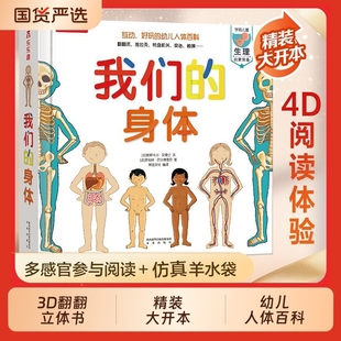 我们 12岁幼儿早教人体科普百科全书翻翻童书揭秘身体早教性启蒙儿童教育读物乐乐趣 身体羊水袋书儿童3d立体书绘本正版