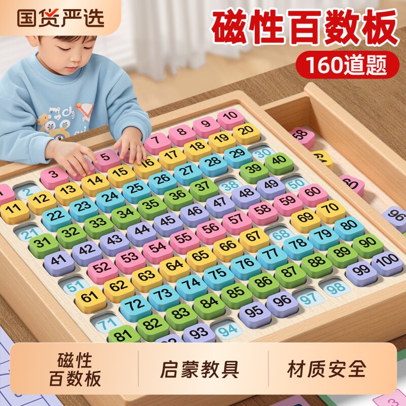 儿童百数板蒙氏教具数字启蒙认知数学思维训练加减法早教益智玩具