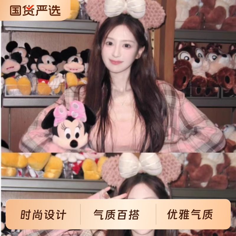 迪士尼雪莉玫发箍女可爱达菲熊蝴蝶结毛绒头箍拍照发卡头饰贝儿
