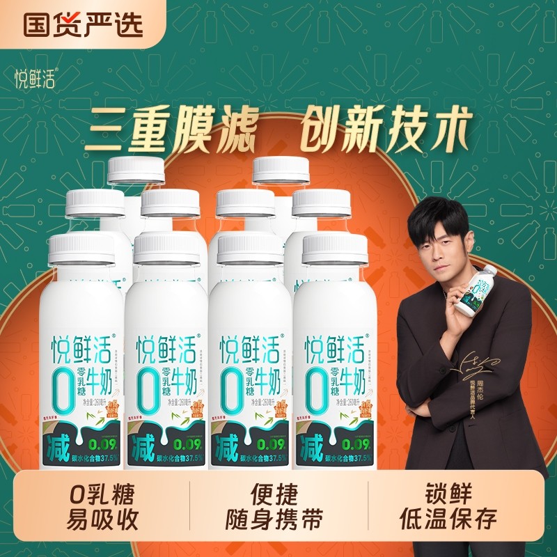悦鲜活0乳糖牛奶260ml/瓶 减37.5%碳水低GI乳糖不耐易吸收,咖啡/麦片/冲饮,低温奶,淘宝优惠券,粉丝福利购,淘宝优惠卷