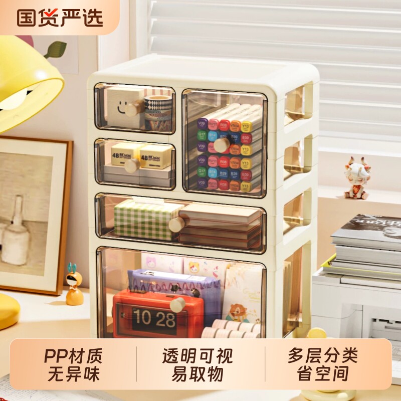 桌面收纳盒抽屉式透明办公室书桌文具杂物置物架大容量整理储物盒图片