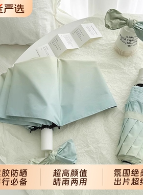 蓝渐变雨伞太阳伞晴雨两用防晒防紫外线遮阳伞自动女ins手动蓝色