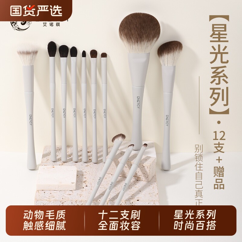 ENERGY/艾诺琪化妆刷12支套刷动物毛化妆套刷眼影晕染刷美容