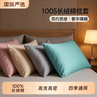 纯棉枕套枕头套2025新款 100全棉48cmx74cm单只 高端长绒棉单一对装