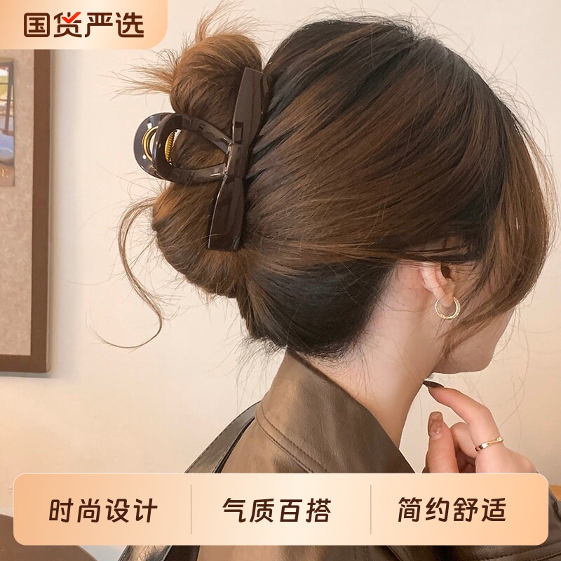 蝴蝶结复古中号抓夹鲨鱼夹女2026新款高级感后脑勺发量少爆款发饰