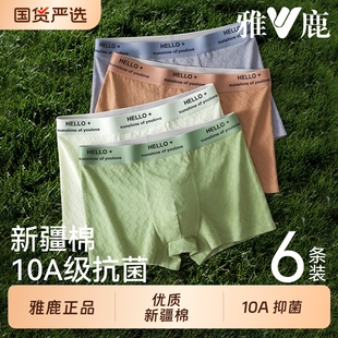 头男款 雅鹿男士 四角抗菌青少年运动平角短裤 纯棉男生2026新款 内裤