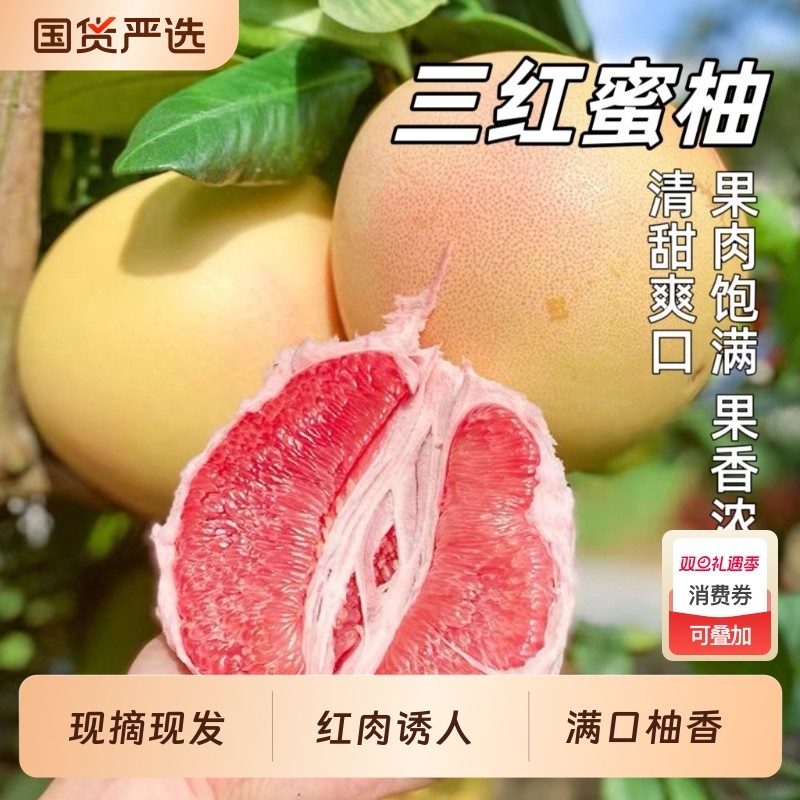 【胡鲜森】正宗平和三红柚子蜜柚新鲜现摘当季红肉早期口感微酸