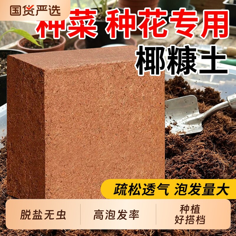 椰砖营养土种菜通用型脱盐椰糠大块耶砖土养花土壤种植土多肉种花