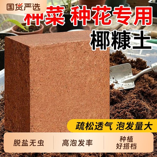 椰砖营养土种菜通用型脱盐椰糠大块耶砖土养花土壤种植土多肉种花