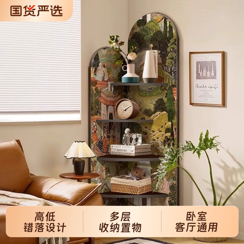 中古转角置物架多层收纳架三角转角柜书架落地电视柜摆件墙角书柜
