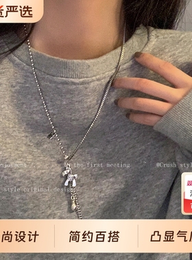 马上有钱花钛钢小马项链女款秋冬长款毛衣链配饰小众高级感卫衣链