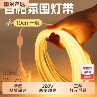 鼎雁COB灯带220v防水超亮自粘LED线形灯槽家用客厅吊顶工程软灯条