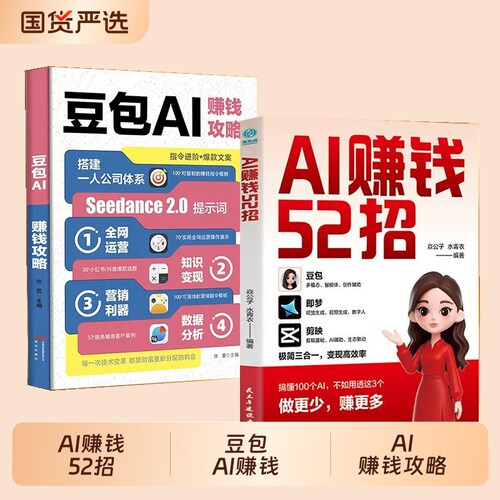 官方正版AI赚钱52招豆包AI攻略即梦剪映让AIAI零基础入门到精通AIX获客抖音提示操作短视频生成变现实战高效自媒体运营创作数据