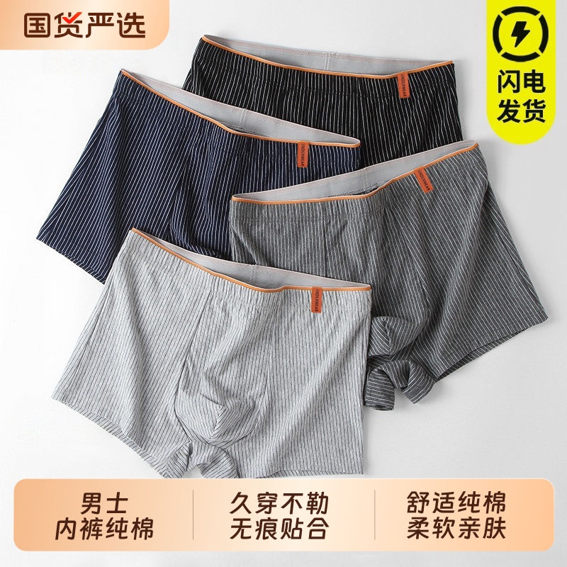 男士内裤纯棉平角短裤青少年男生秋冬款新款男款抗菌四角裤头男式