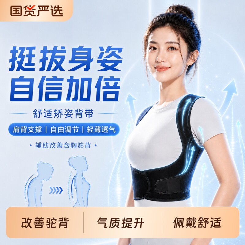 驼背部矫正神器开肩美背夏季佳透气腰隐形护带男女通用内穿矫姿带