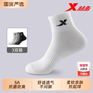 XTEP/特步运动袜男款透气吸汗专业跑步袜秋季防滑抗菌防臭中筒袜