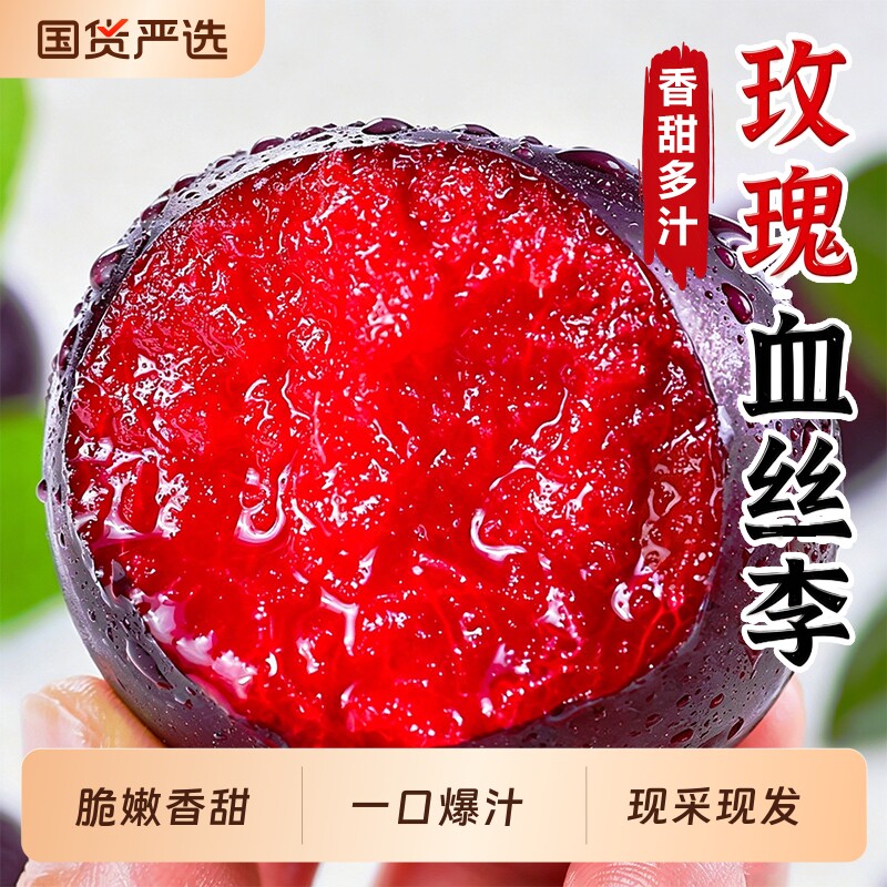 玫瑰血丝李新鲜李子5斤应当季现摘红心李子脆嫩甜红肉恐龙蛋整箱