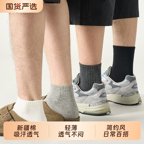 新疆棉袜子男中筒袜夏季薄款透气
