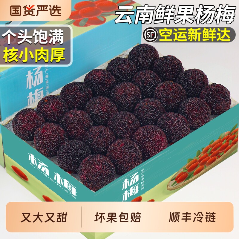 顺丰空运云南杨梅鲜果新鲜现摘现发水果非冷冻特大果整箱现货包邮