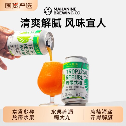 大九酿造热带共和海盐古斯啤酒国产精酿果味微醺鲜啤330ml*2罐装