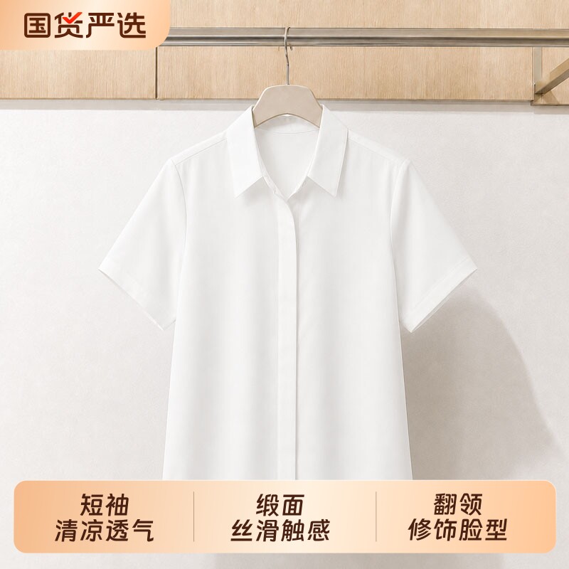 春秋高级感气质职业正装缎面衬衫图片