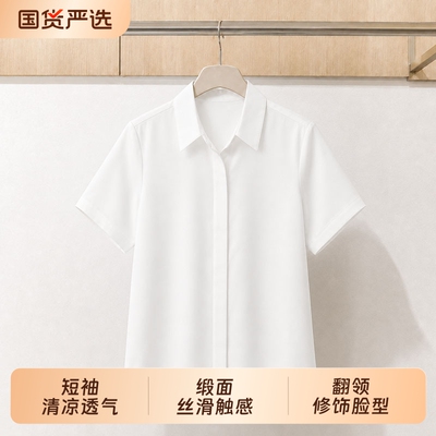 春秋高级感气质职业正装缎面衬衫