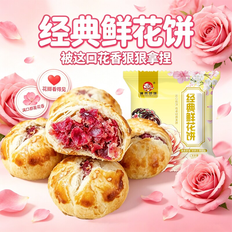 云南特产鲜花饼传统玫瑰花糕点心晚上解饿小零食早餐中秋礼品礼盒
