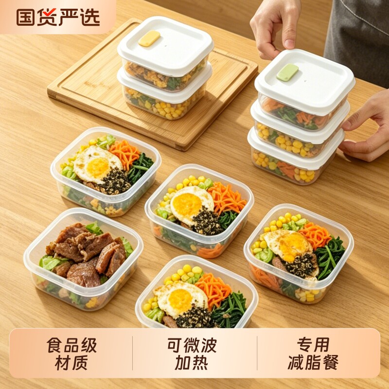 食品级保鲜盒上班族减脂餐饭盒可微波加热餐盒外带便当食物收纳盒