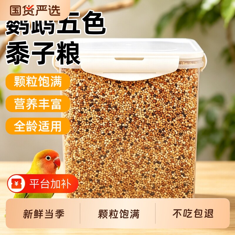 虎皮鹦鹉饲料专用鸟粮新黄谷子带壳小米五色黍子营养种子鸟食粮食