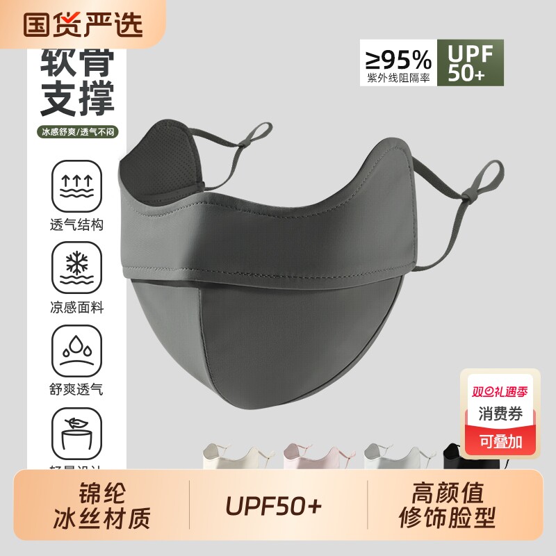 全脸防晒口罩女防紫外线冰丝3D立体软支撑遮阳透气防尘面罩护眼角