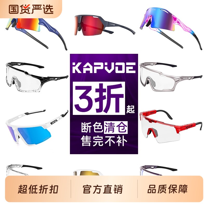 KAPVOE骑行眼镜断色清仓变色防风沙偏光跑步登山自行车护目镜镜片图片