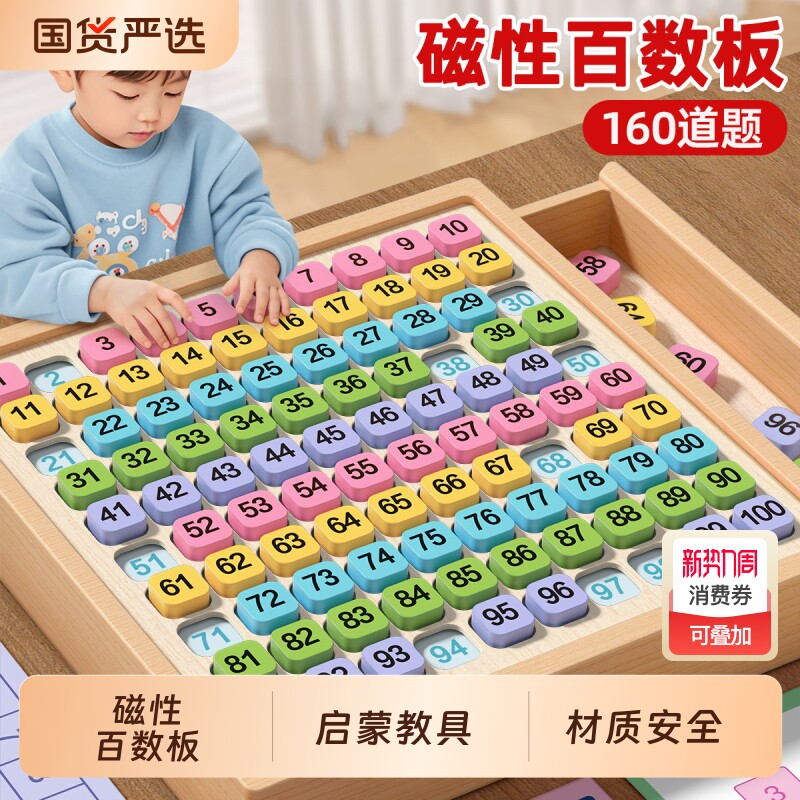 儿童百数板蒙氏教具数字启蒙认知数学思维训练加减法早教益智玩具