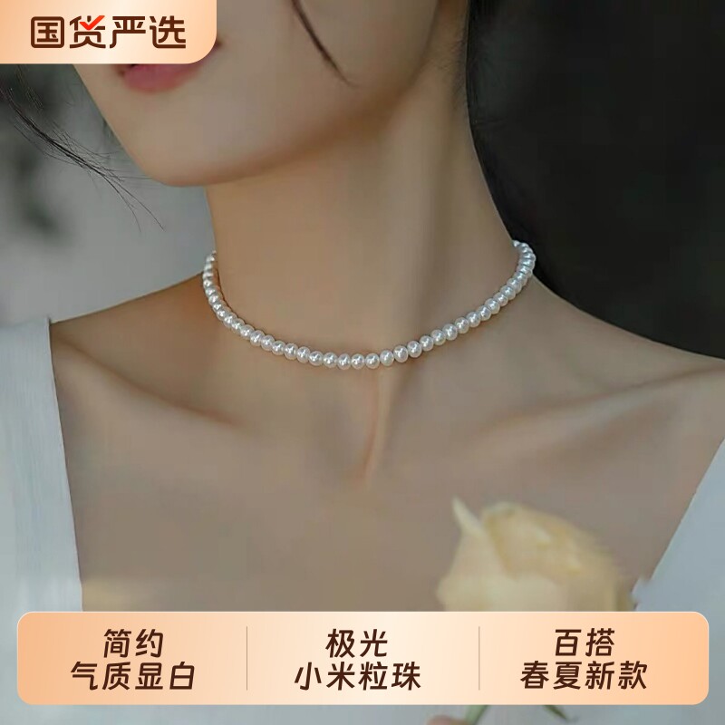 小米粒珍珠项链女2026年新款高级感锁骨链人造珍珠轻奢气质颈链