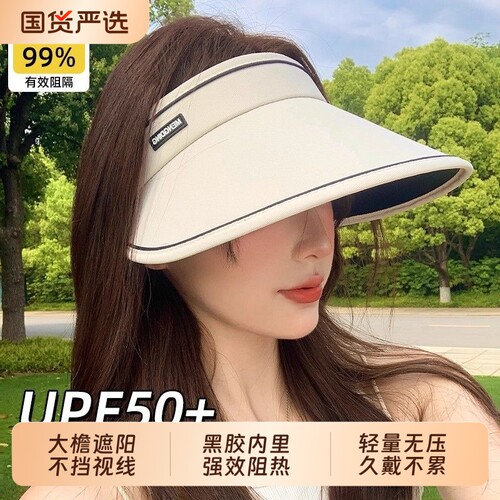 帽子女遮阳防晒防紫外线2026新款夏季空顶凉帽夏天户外太阳帽黑色
