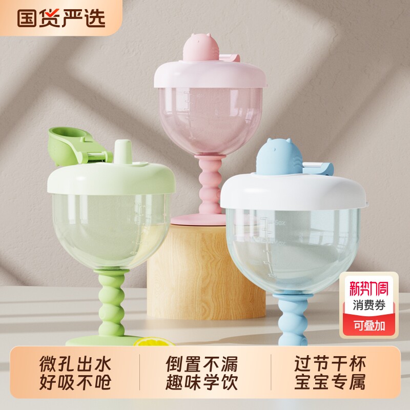 儿童高脚杯鸭嘴学饮杯家用防摔宝宝水杯牛奶果汁酒杯式奶瓶仪式感