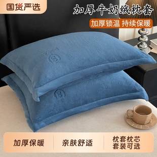 牛奶绒枕套一对装48X74cm枕头套枕芯套装冬季加厚单只可拆内胆套
