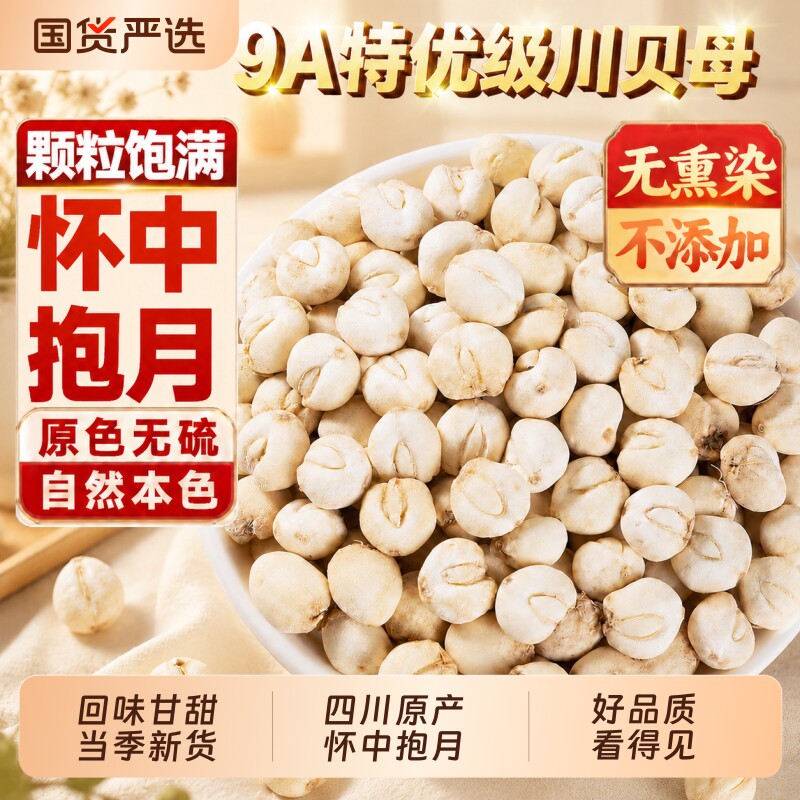 四川贝母正品粒中药材川贝母炖梨雪梨片煲汤泡水喝玉竹特级川贝母图片