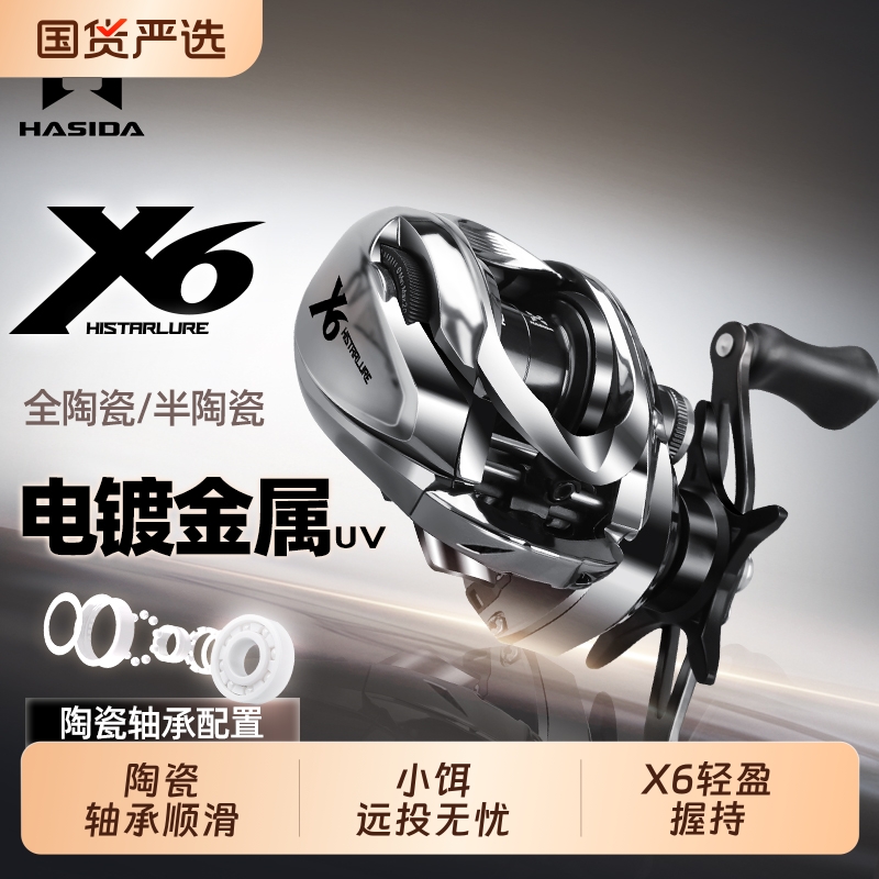 哈斯达X6水滴轮路亚超远投防炸线超轻全陶瓷微物陶瓷轴承路亚轮