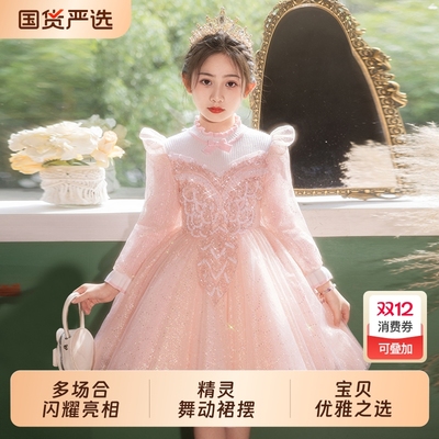 轻奢高端女童冬款加绒公主裙礼服