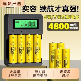 德力普5号充电电池KTV话筒相机玩具4800五号大容量AAA可充电器7号