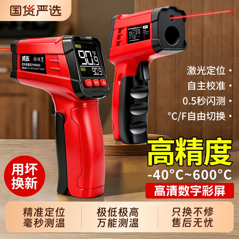 测温枪红外测温仪油温厨房工业专用高精度数显手持温度计烘焙水温