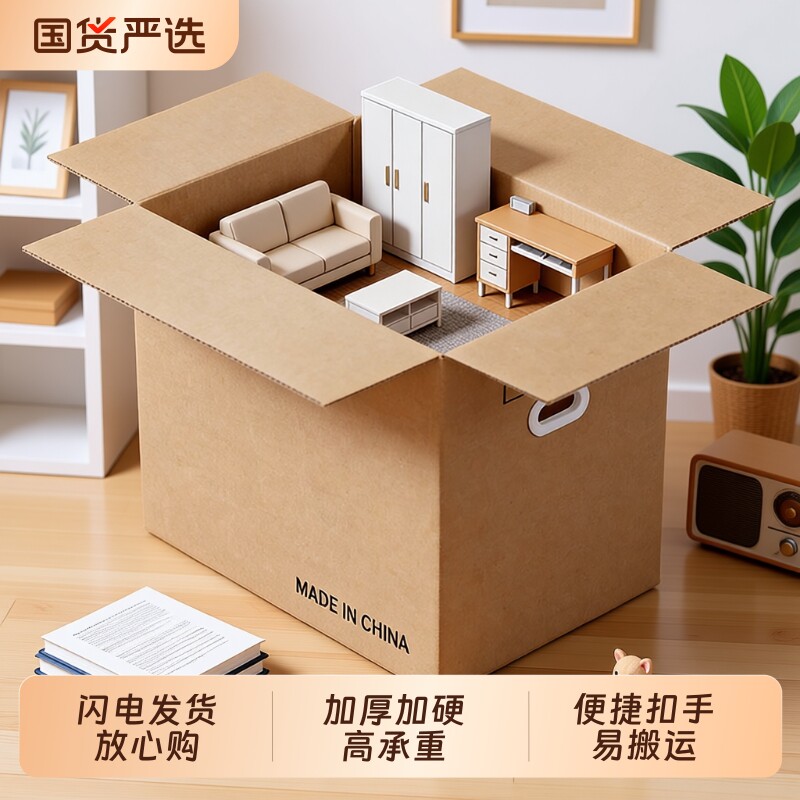 梦箱家搬家打包箱纸箱子快递物流包装大号整理收纳箱加厚加硬超大