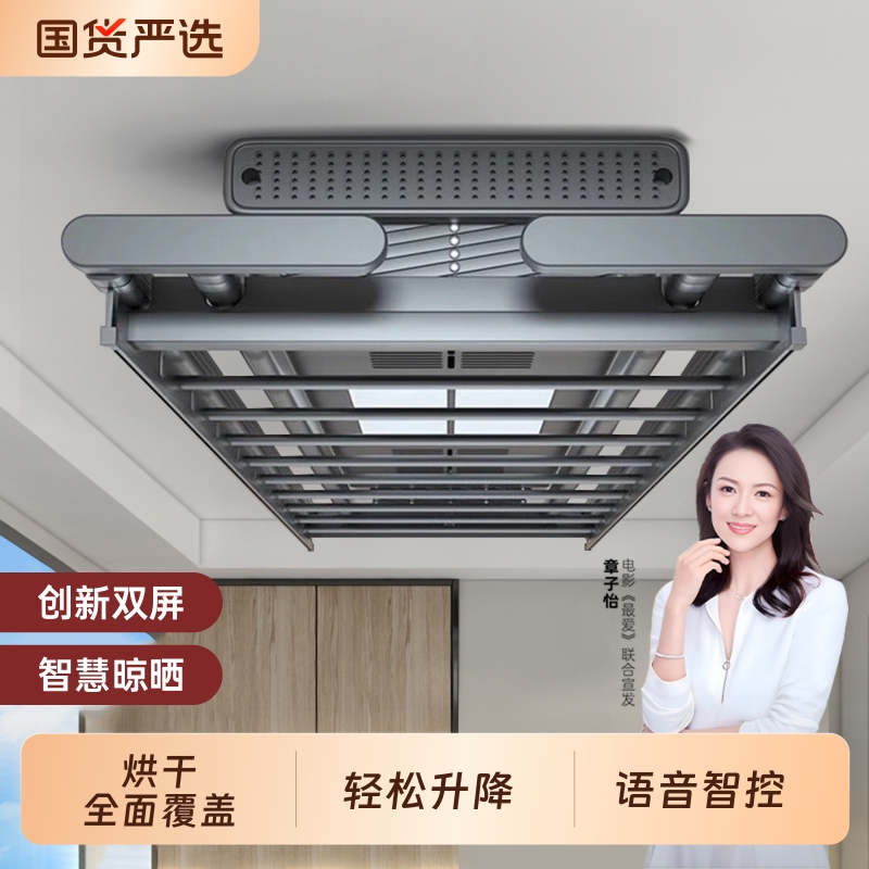 电动晾衣架阳台家用遥控升降晒衣架智能自动烘干凉衣架伸缩晾衣杆