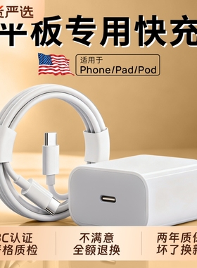 长份平板PD充电线适用苹果ipadpro快充tepyc数据线10代手机ipadair5充电器线mini6双Typec套装Air4电脑5专用9