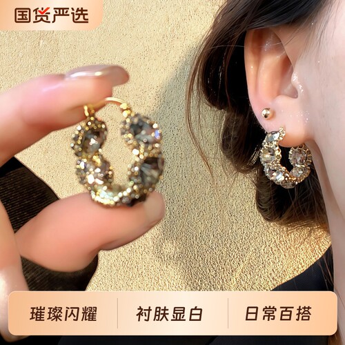 满钻复古耳环轻奢高级感百搭耳钉