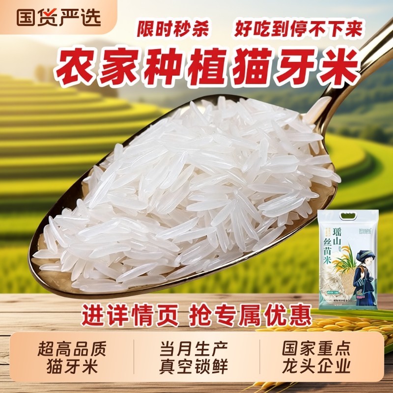猫牙米长粒香大米丝苗米瑶山一级5斤超长新米农家煲仔饭专用梯田