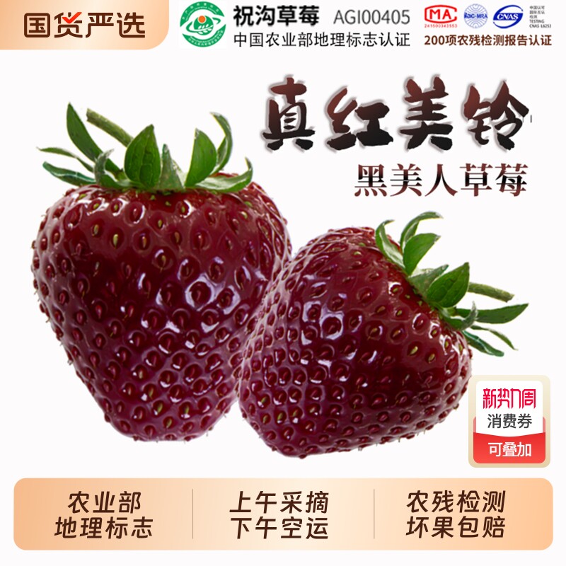 黑草莓礼盒装真红美玲黑珍珠黑美人高端水果新鲜年货节美铃鲜果