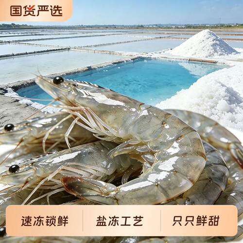 【烈儿新势力周！0元付定】鲜活速冻白虾3040冷冻大虾1500g*2盒