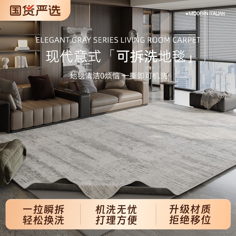 意式极简可拆洗地毯客厅2025新款轻奢高级感可机洗卧室床边毯面