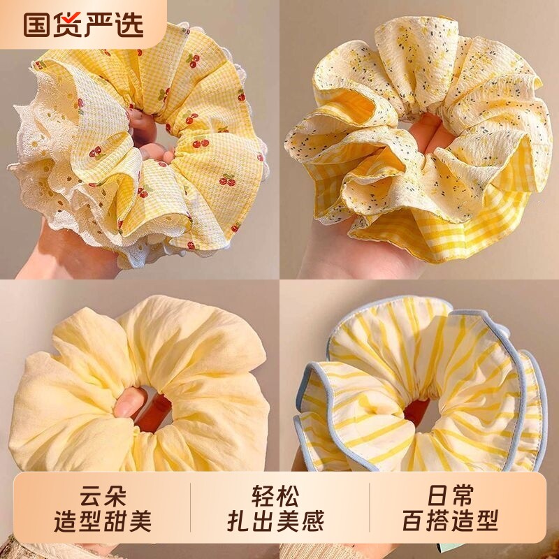 黄色蕾丝发圈|超3000次加购图片